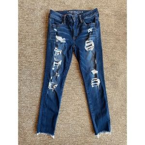 AE Super Stretch Jegging Crop Distressed Jeans